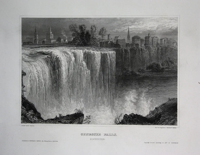 Genessee Falls High Falls New York NY US United States Ansicht view ca. 1840