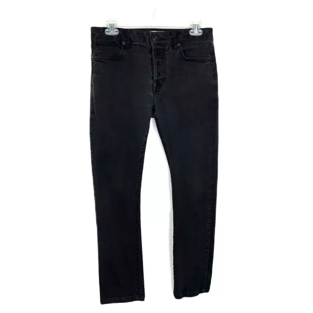 Topman Jeans Men 30 x 27 Slim Black Dark Wash Skinny Button Fly Casual Bottoms