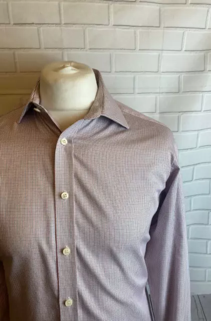 Camicia Hawes & Curtis blu a scacchi rosso 15"" - 33"" aderente doppio polsino