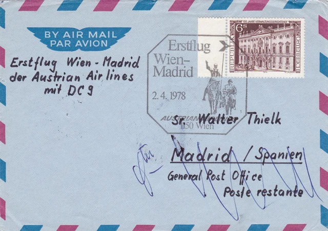 Österreich,Erstflug Wien-Madrid 1978