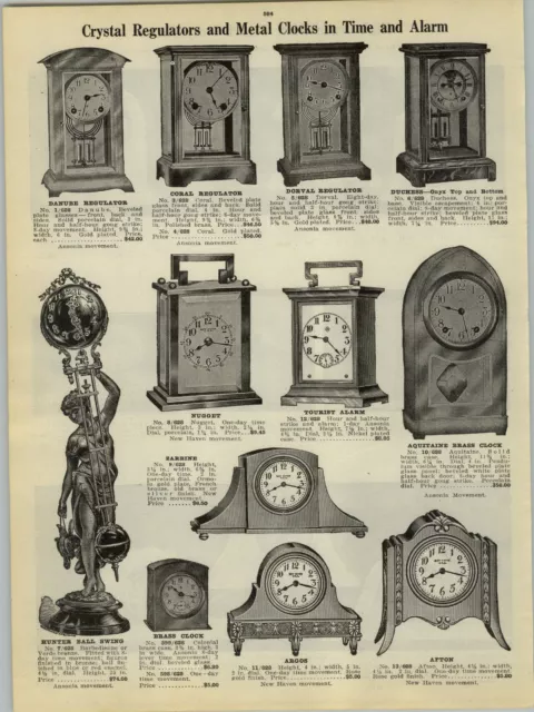1923 PAPER AD Ansonia Crystal Regulator Clock Clocks Hunter Ball Swing Brass