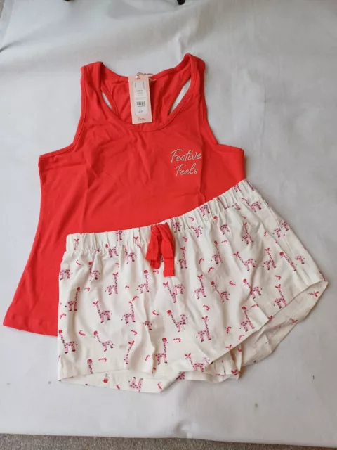 NEW Boux Avenue Santa Giraffe Vest & Short Set Cotton Pyjama SET