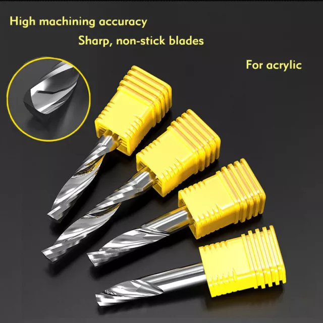 Carbide 1 Flute Spiral Router Bit End Mill Up Cut - For acrylic -Every Size