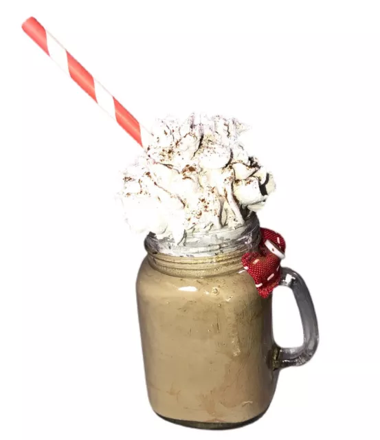 Faux Mocha Milkshake Topped With Whip Cream Cinnamon Mini 4 1/2” Tall