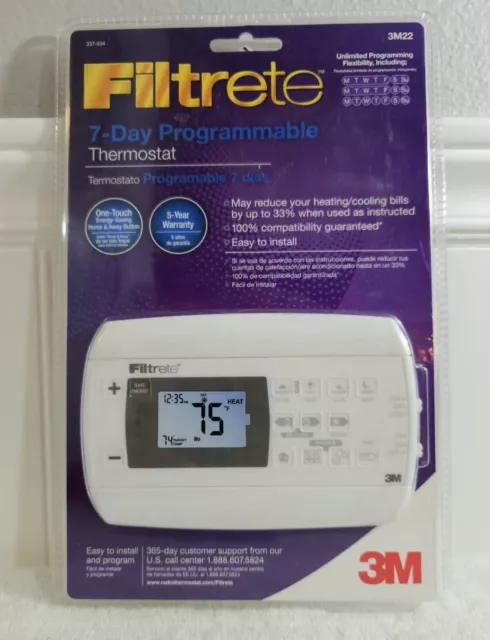 Filtrete Model 3M22 Thermostat 7-Day Programmable Energy Saver Easy Install NEW!