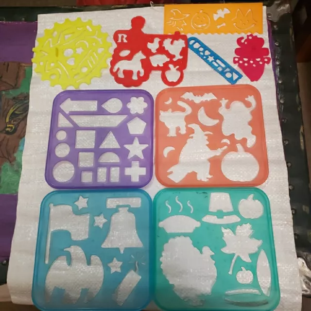 Tupperware Tuppertoys Stencils Set of 3 Vtg 1990 Holidays + 1987 Shapes + Others