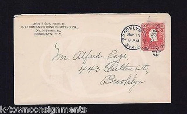 Liebmann’s Sons Brewing Co Brooklyn New York Beer Brewery Antique Postal Cover