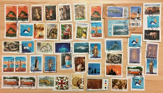 Malta Used Stamps 15 grams of kiloware on paper - 1 used set included