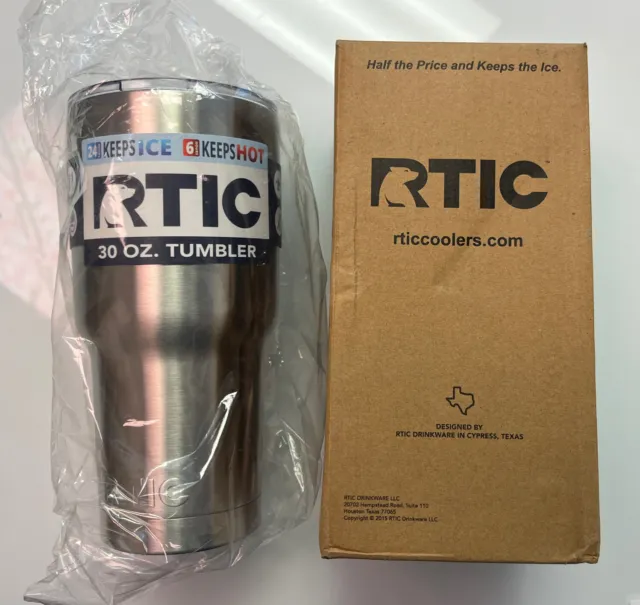 NEW RTIC 30 oz Tumbler Hot Cold Double Wall Vacuum Insulated 30oz Silve with Lid