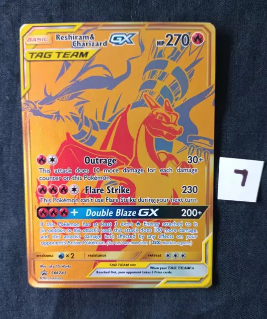 Reshiram & Charizard GX - SM247 Gold Full Art Ultra Rare Promo