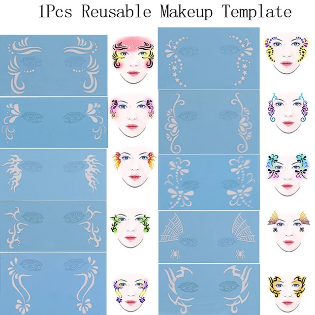 Wiederverwendbare Soft Face Paint Schablone Diy Facial Design Make-up MalvorY'H7