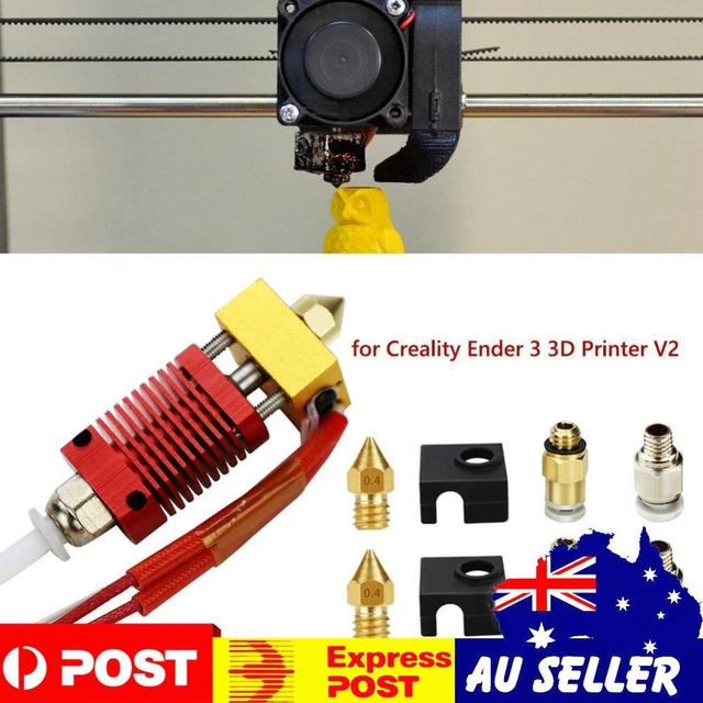 9x DIY 0.4mm MK8 Nozzle Extruder Hot End Kit for Creality Ender 3 Pro 3D Printer