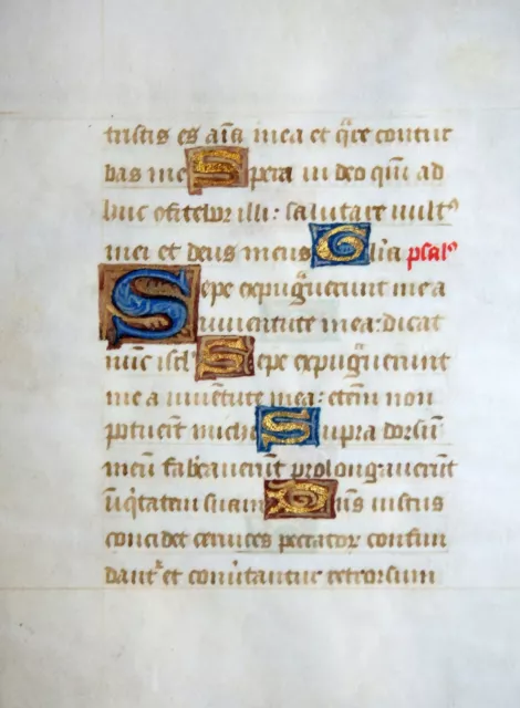 Stundenbuch Blatt Pergament Latein Goldgehöhte Initialen Belgien Brügge Um 1450