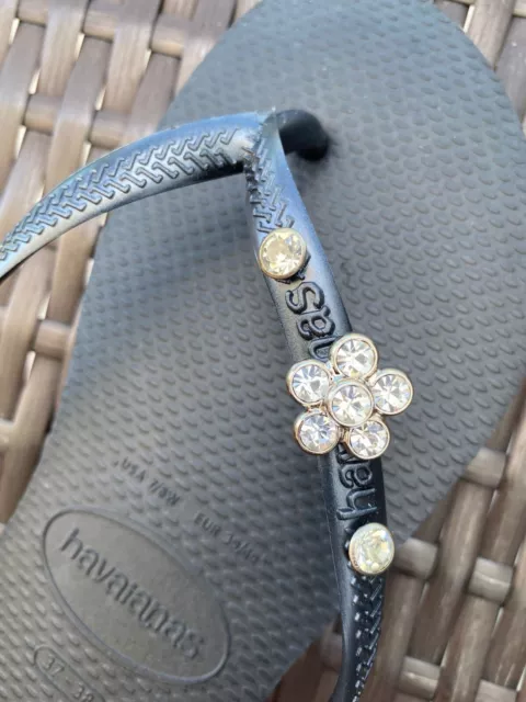 Original HAVAIANAS Flip Flops Women Slim with Crystal and Personalized Charm