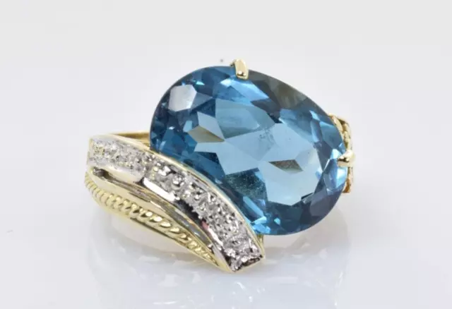 LONDON BLUE TOPAZ Ring in 10k Yellow Gold 8.30 Carats Size 8 $399.49 ...