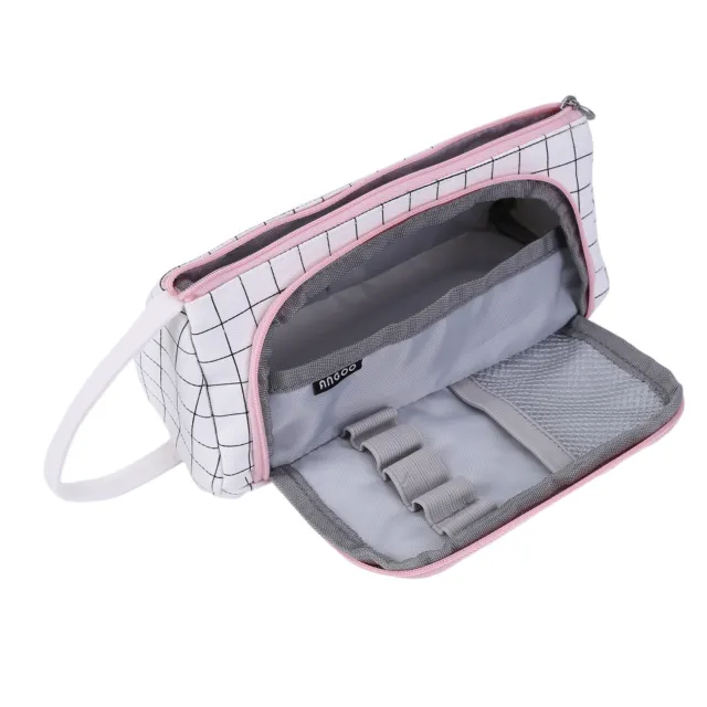 Bolsa de gran capacidad con soporte para lápiz bolsa cosmética de lino con cremallera regalo