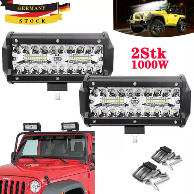 2X LED Arbeitsscheinwerfer KFZ 1000W 12V 24V Auto Flutlicht Traktor Scheinwerfer