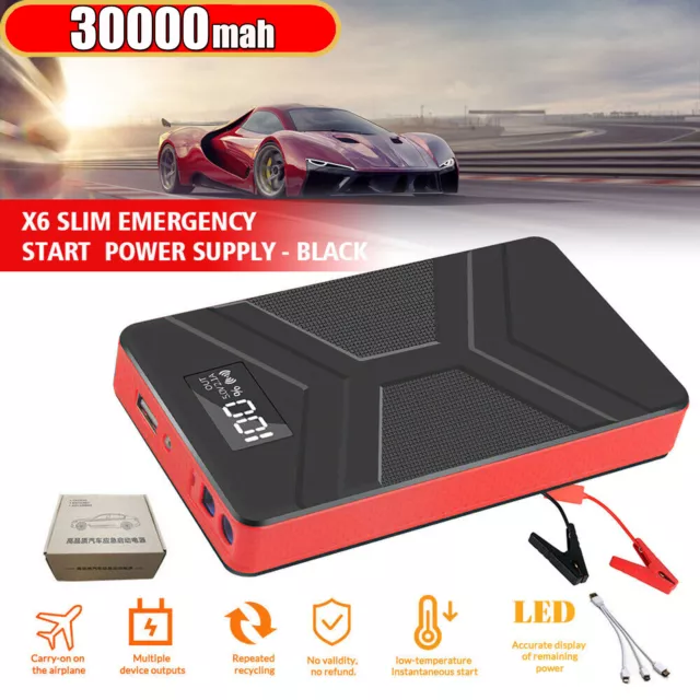 30000mah Auto Starthilfe Jump Starter Pack Booster Power Bank USB Ladegerät 12V