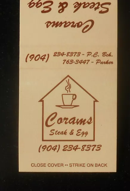 1980s? Corams Steak & Egg Parker Panama City Beach FL Bay Co Matchbook Florida