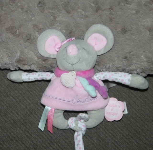 DOUDOU  ET  COMPAGNIE SOURIS PEARLY HOCHET ROSE ET GRIS pas servi