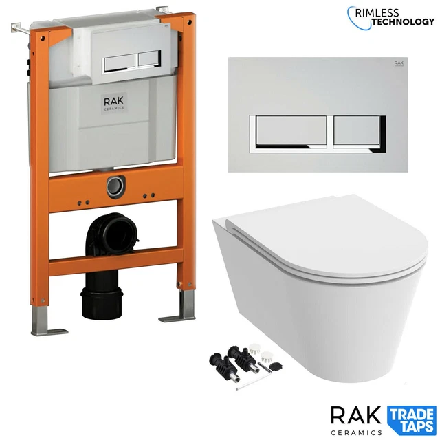 RAK RESORT RIMLESS Wall Hung Toilet Pan Low Height 82cm Concealed