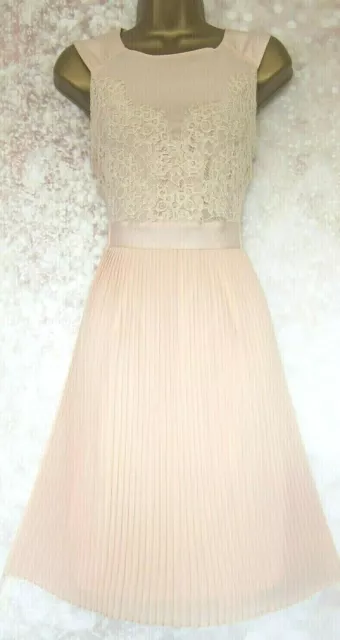 TED BAKER FAYBLL Dress 12 3 Party Wedding Blush Pink Pleated