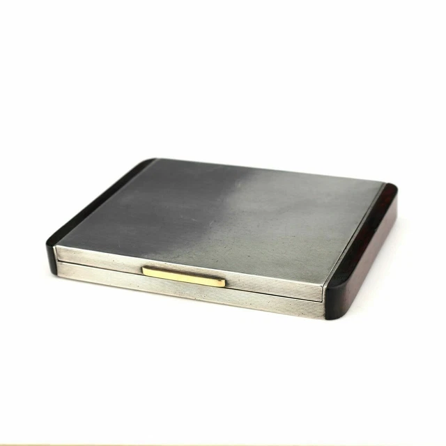 Rare Alfred Dunhill Sterling Silver and Wood Cigarette Case. Art Deco, 1936.