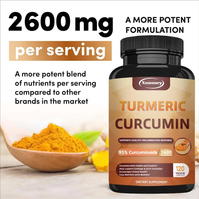 TURMERIC CURCUMIN HIGHEST Potency 95 2600mg BioPerine Black Pepper