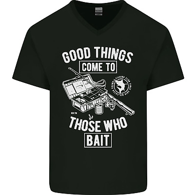 Funny Fishing Those Who Bait Fisherman Mens V-Neck Cotton T-Shirt