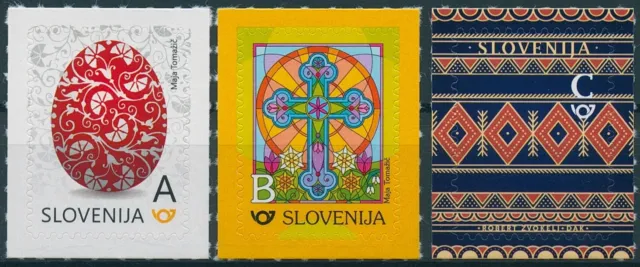 Slovenia 2018 MNH Easter Eggs Cross 3v S/A Set Religion Stamps