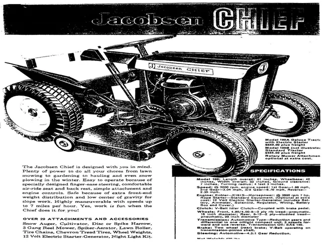Tractor Service Parts Manual Fits Jacobsen Chief 100A 100B  7HP Garden 100A