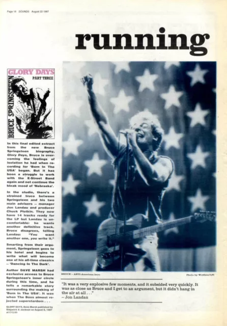 22/8/87PT18/19/20 Article & Pictures. Bruce Springsteen the GlorY Days Biography