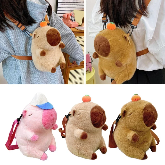 Capybara Backpack - 16.54" Kawaii Capybara Nylon Daypack, Cute Capybara Smile Animal Bag For Travel School And Back To School Supplies Brown - View #5