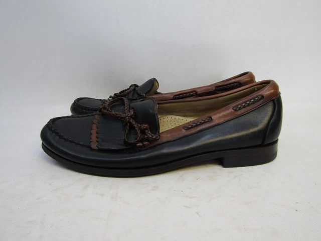ALLEN EDMONDS BRUZZANO Black Leather Horse Bit Moc Toe  display picture 1