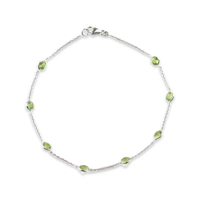 Peridot Station Bracelet By The Yard Set In 14k White Gold