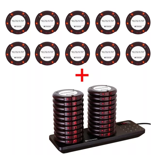 Retekess TD163 Restaurant Pager System Guest Queuing Call 30 Coaster Cafe Clinic