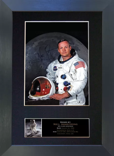 NEIL ARMSTRONG Signed Mounted Reproduction Autograph Photo Prints A4 496