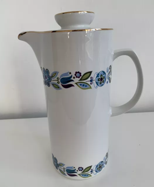 Vintage Alfred Meakin Glo White Ironstone Coffee Tea Pot 60s Floral  Retro