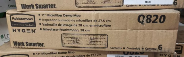 Rubbermaid Commercial 11" Microfiber Damp Mop Head Q820 Blue Hygen case of 6