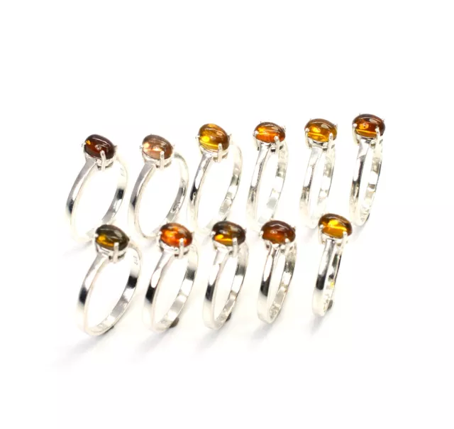 Wholesale 11Pc 925 Solid Sterling Silver Yellow Tourmaline Ring Lot Z382