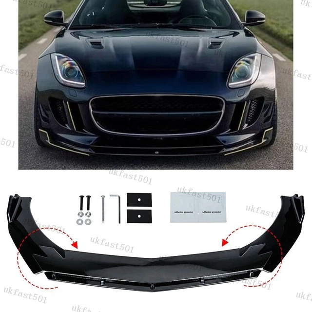 thumbnail image 2 of Glossy Black Front Bumper Lip Splitter Body Kit For Ford Mustang – 8-Piece Set, Screw-On Installation 2 of 6