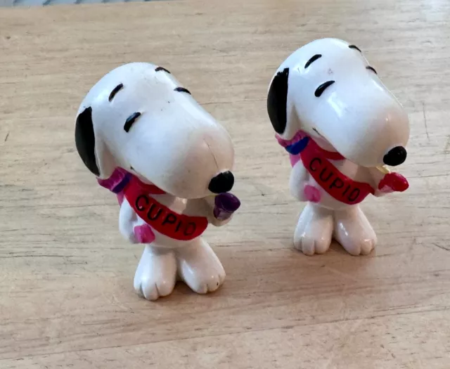 Lot of 2 Vintage Peanuts Gang Snoopy as Cupid Figure Plastic 1988 RARE!