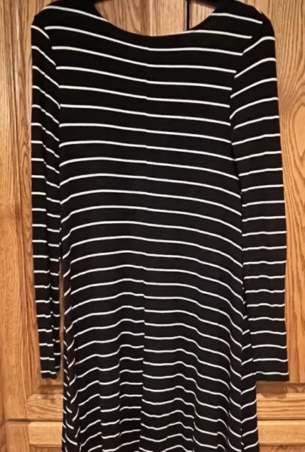 Old Navy Womens Black White Striped Long Sleeve Swing Dress Size Small