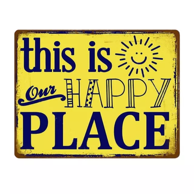 Retro Vintage This Is Our Happy Place Travel Home House Kitchen Metal Wall Sign