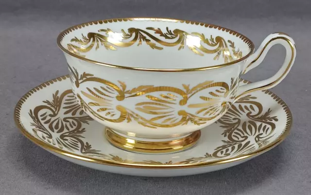 Vintage Royal Chelsea 641A Gold Floral & Scrollwork Bone China Tea Cup & Saucer