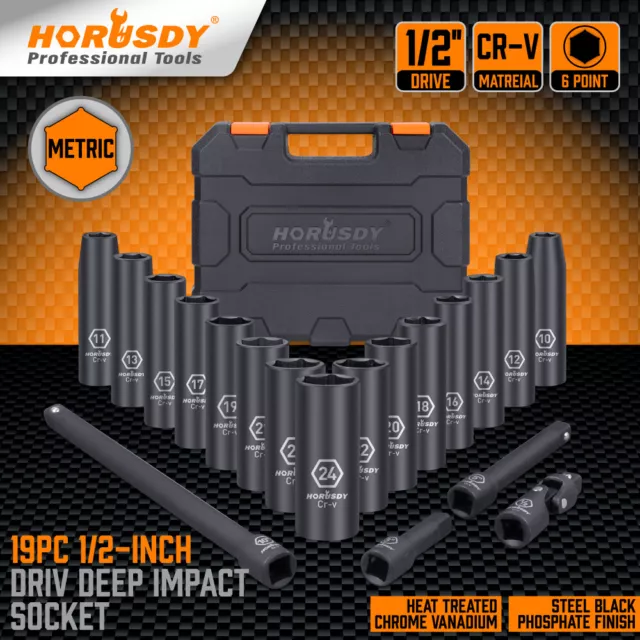 19 PCS DEEP Impact Socket Set 1 2
