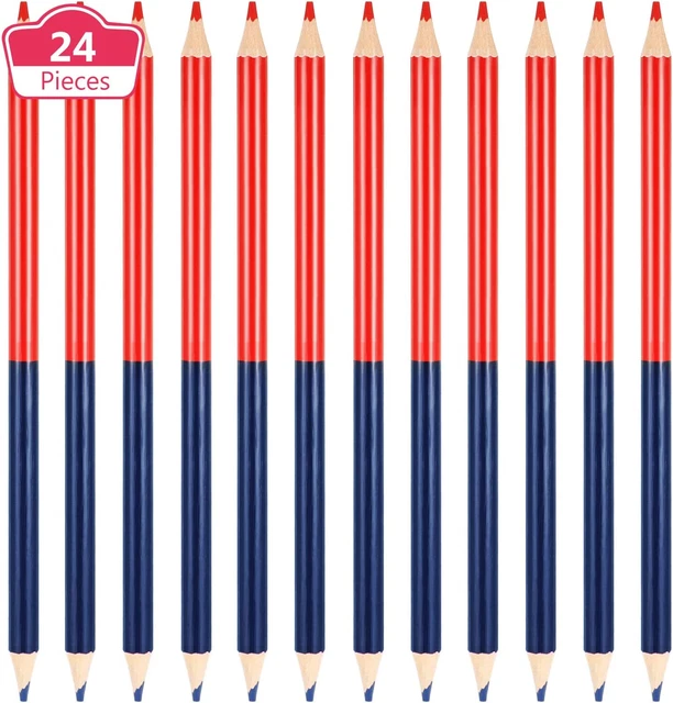 Lápices rojos y azules lápices de verificación de doble extremo lápiz borrable de color