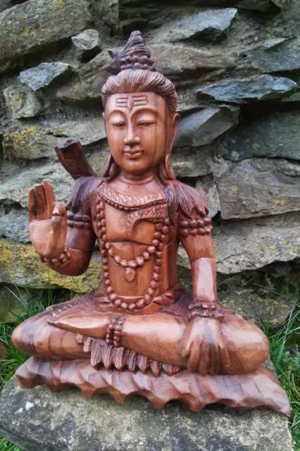 30cm Holz Buddha Mönch Gottheit Hinduismus Buddhismus Feng Shui Thailand