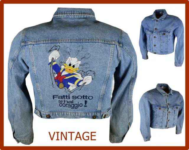 giacca jeans donna giubbotto denim vintage jacket primaverile cotone stampa 44