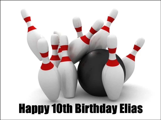 TEN PIN BOWLING Edible Cake Topper Icing Bowling Cake Decorations (4 ...